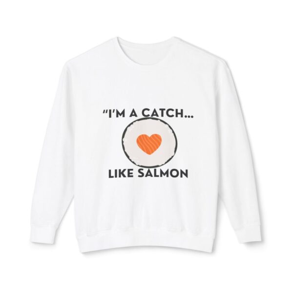 Cute Salmon Catch Sweatshirt, Unisex Gift, Fishing Lover Apparel, Casual Comfort